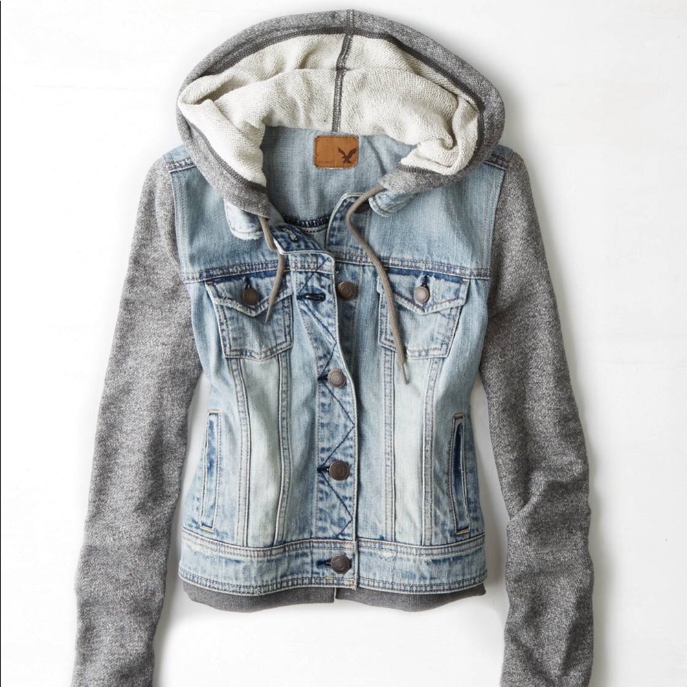 American Eagle Hoodie Denim Jacket